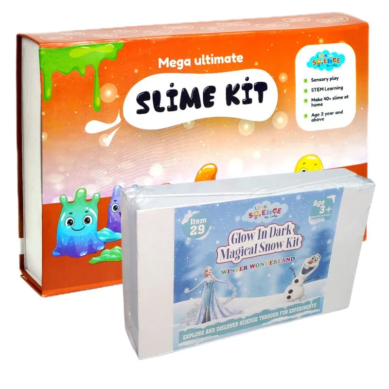 81 Pieces Ultimate Combo of Snow and Slime Kit (Mega Ultimate Slime Kit and Glow in Dark Magical Snow Kit) Combo Pack of 2