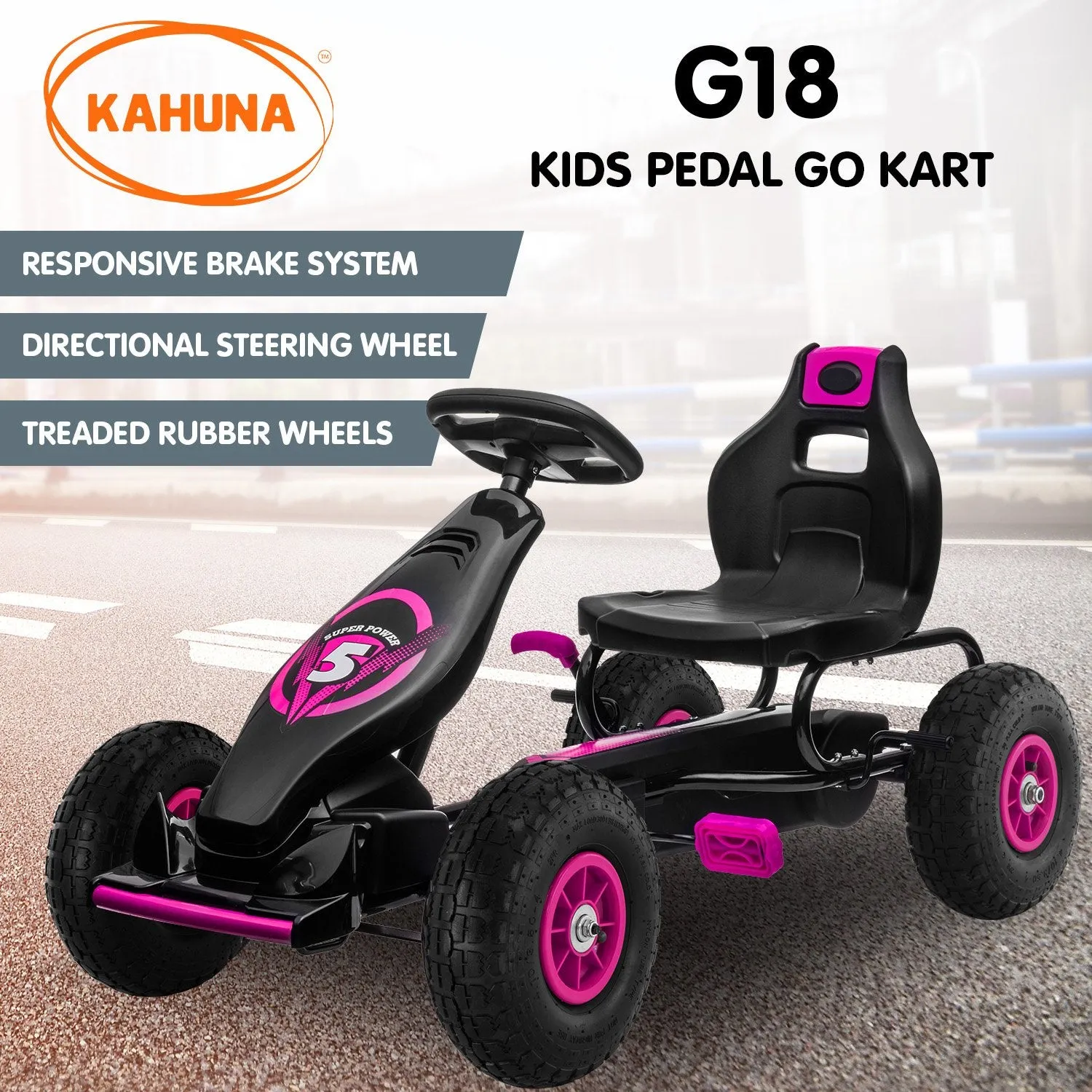 Adjustable Pedal Go Kart, Responsive Brakes - Kahuna G18