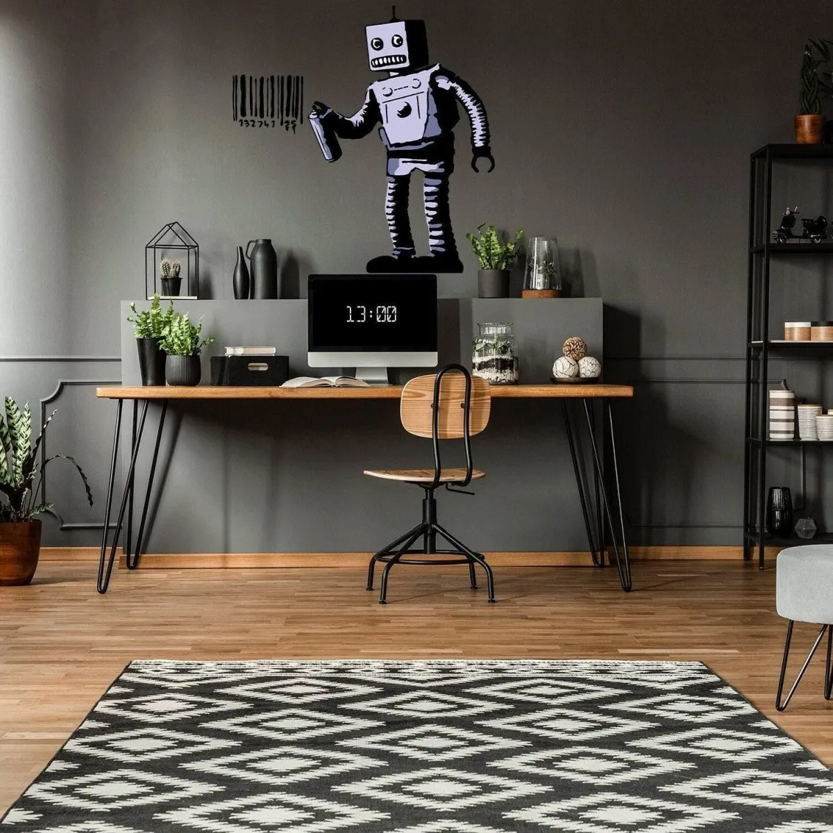 Barcode Robot Wall Vinyl Sticker - Urban Street Art Decal