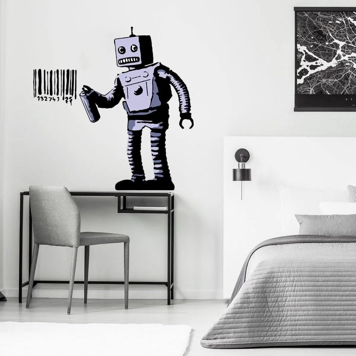 Barcode Robot Wall Vinyl Sticker - Urban Street Art Decal