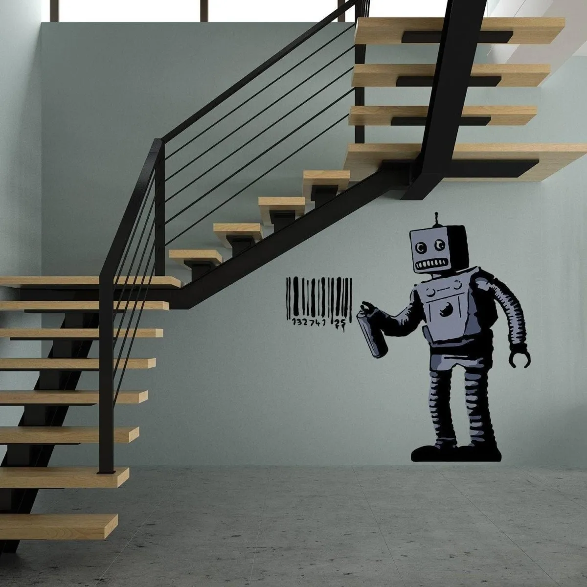 Barcode Robot Wall Vinyl Sticker - Urban Street Art Decal