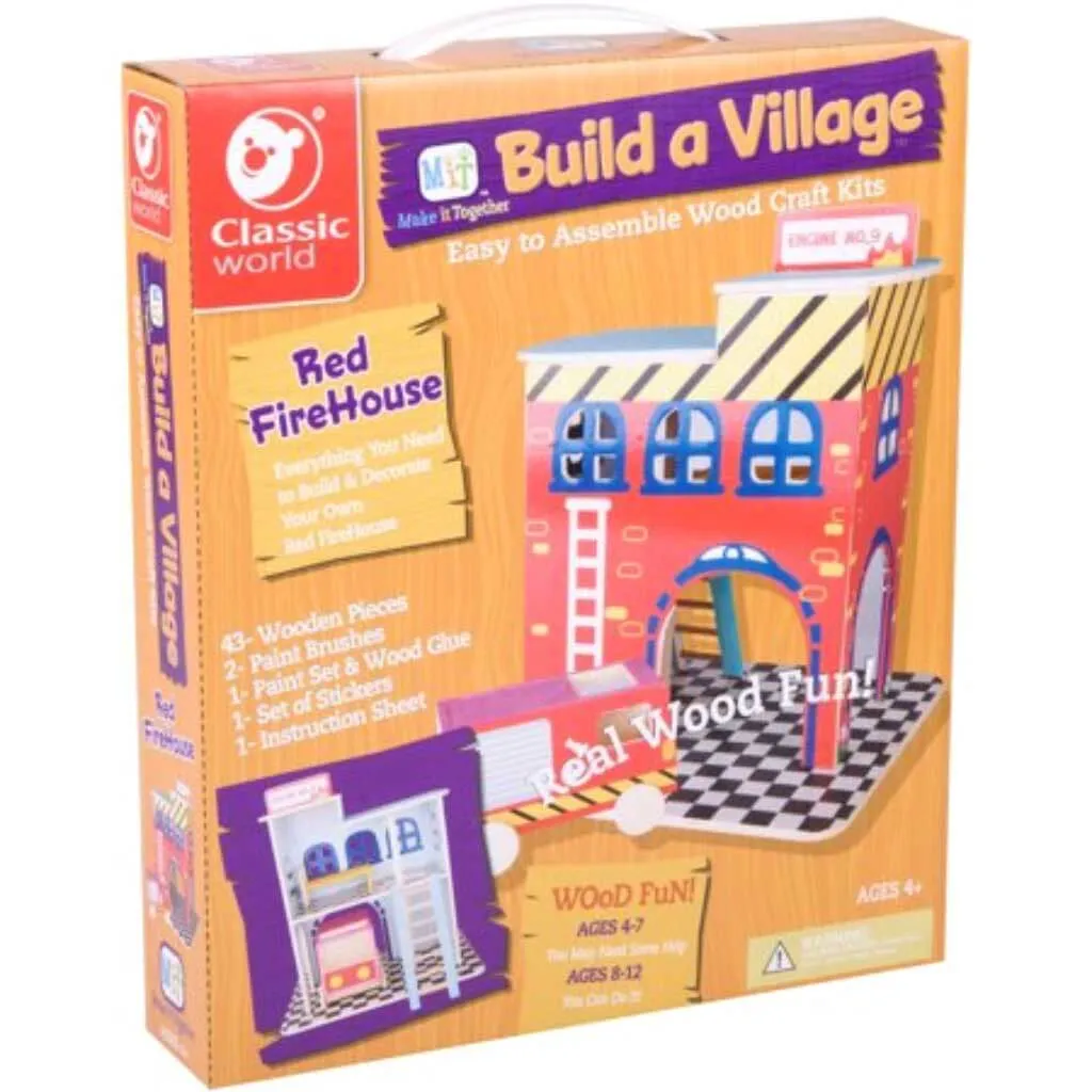 Build A Village Wood Craft Kit Firehouse