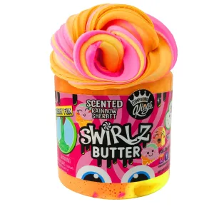 COMPOUND KINGS Fluffy Swirlz Butter Slime | 4 Inch Single Jar - Rainbow Sherbet