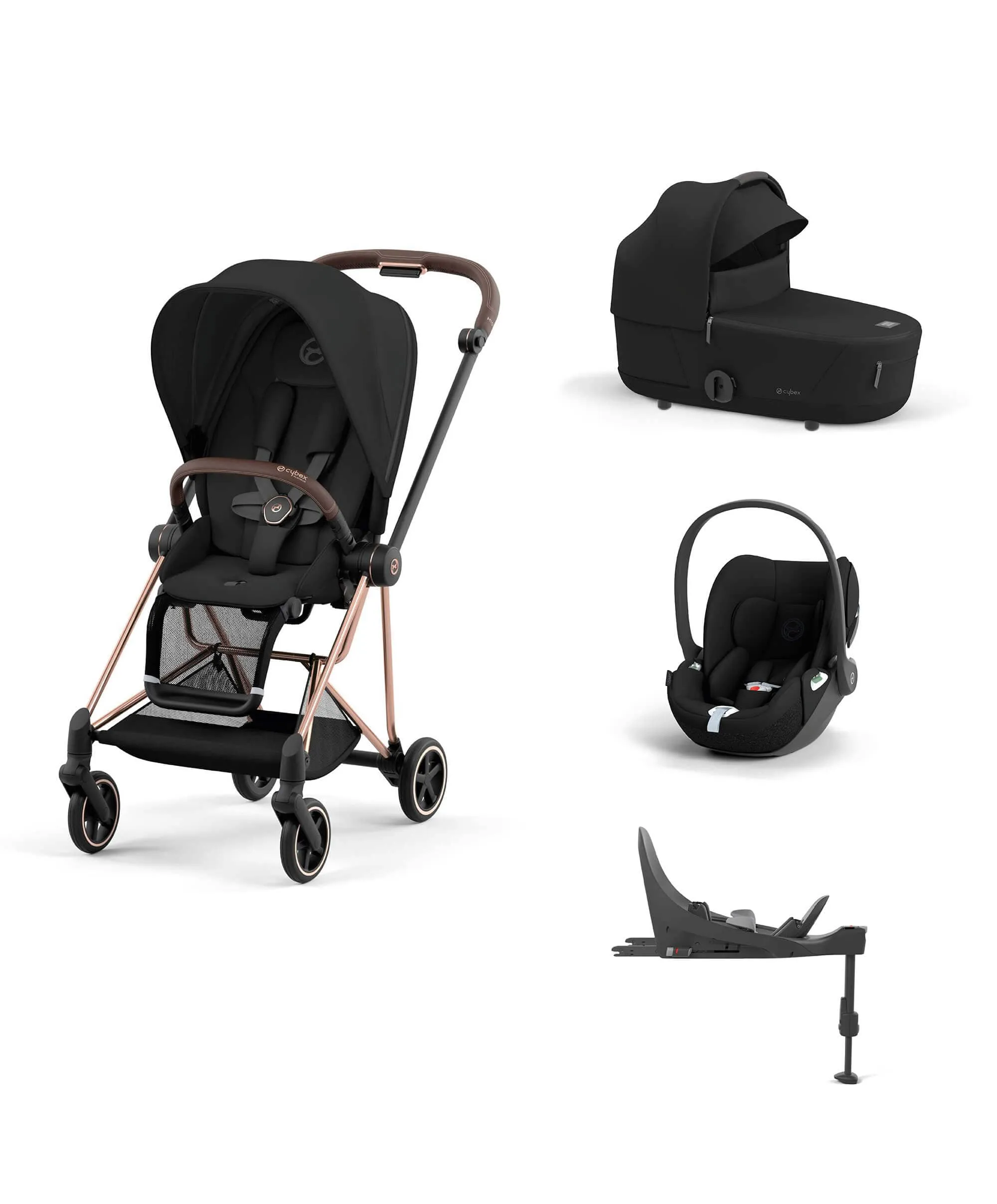 Cybex Mios 5 Piece Complete Pushchair Bundle - Rose Gold/Sepia Black