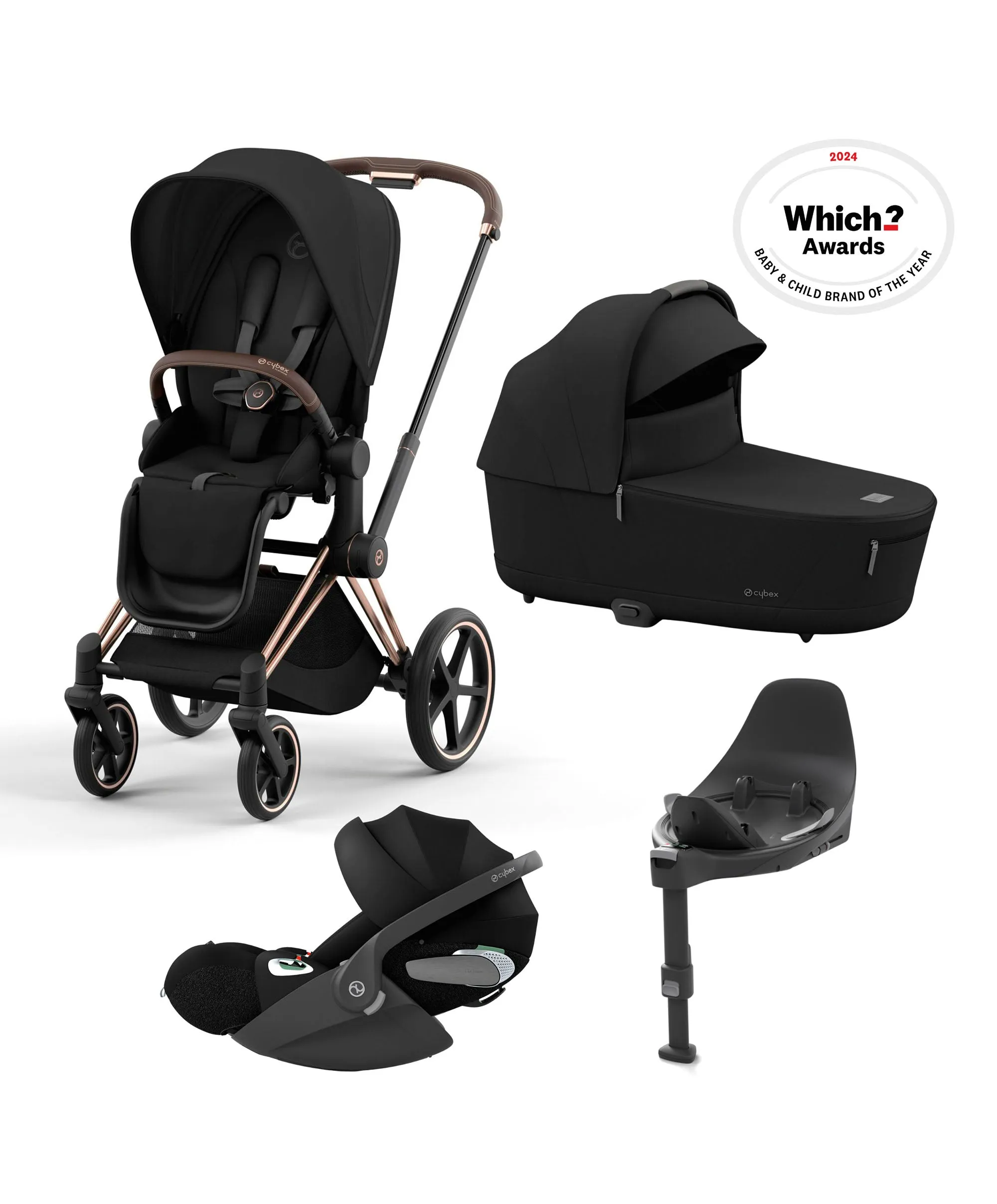 Cybex Mios 5 Piece Complete Pushchair Bundle - Rose Gold/Sepia Black