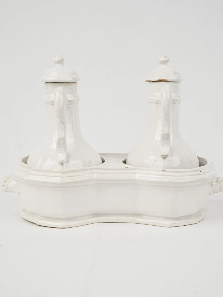 Early 20th-Century Émile Tessier Malicorne Oil & Vinegar Service, 8¼"