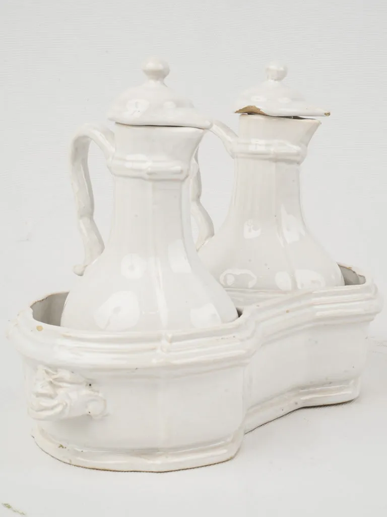 Early 20th-Century Émile Tessier Malicorne Oil & Vinegar Service, 8¼"