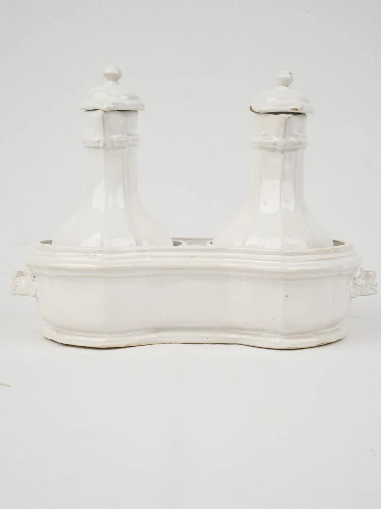 Early 20th-Century Émile Tessier Malicorne Oil & Vinegar Service, 8¼"