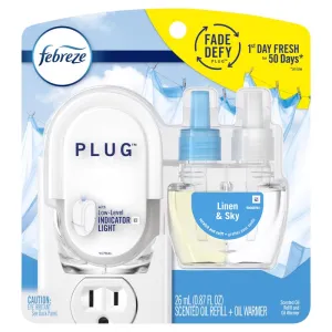 Febreze Plug Linen & Sky Scent Air Freshener Starter Kit 0.87 oz Liquid 1 pk