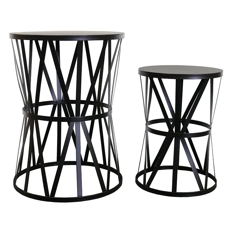 Karon Artistic Geometric Metal Side Table Set