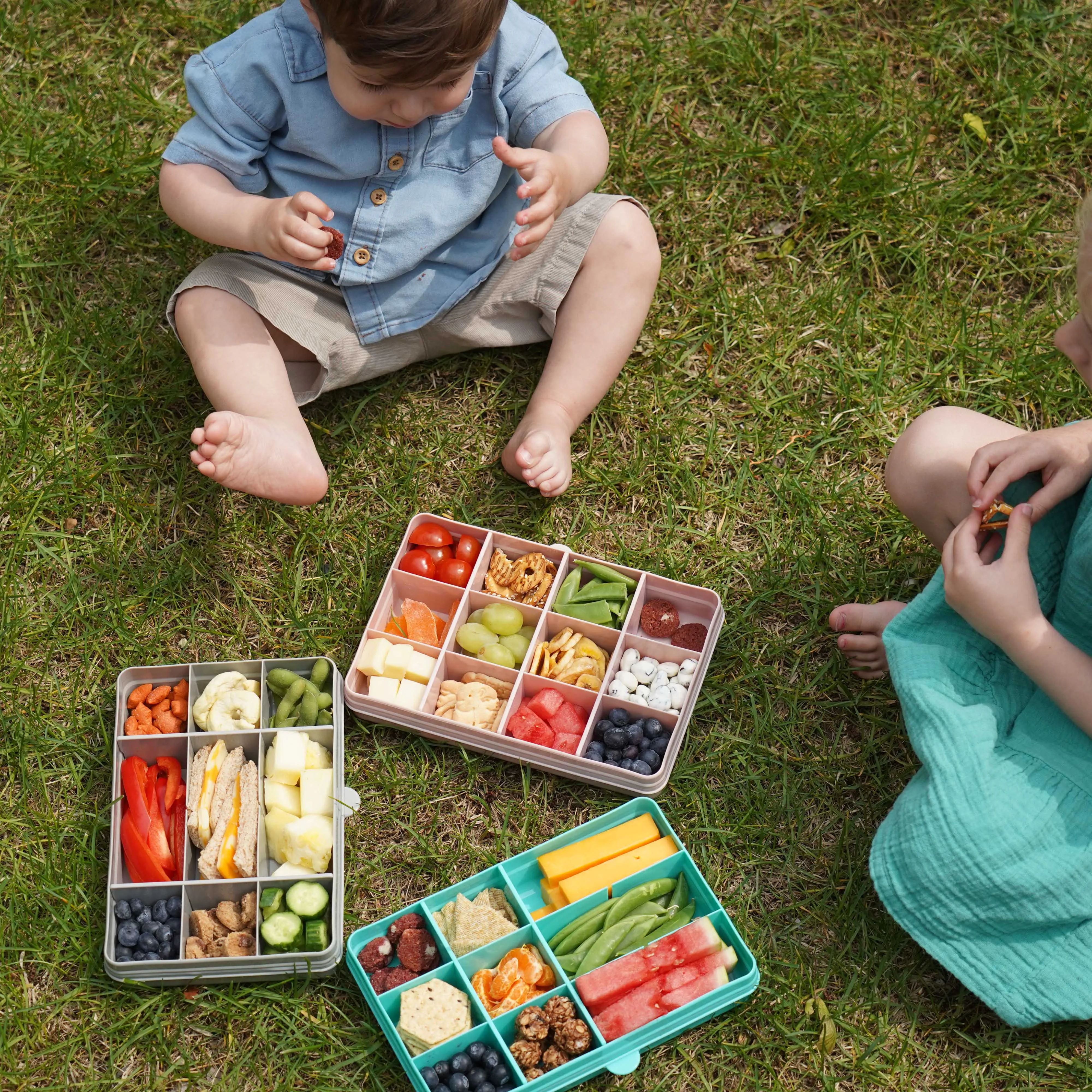 melii Snackle Box Grey - 12 Compartment Snack Container with Removable Dividers for Customizable Storage - Ideal for On the Go Snacking, BPA Free, Easy to Open and Clean