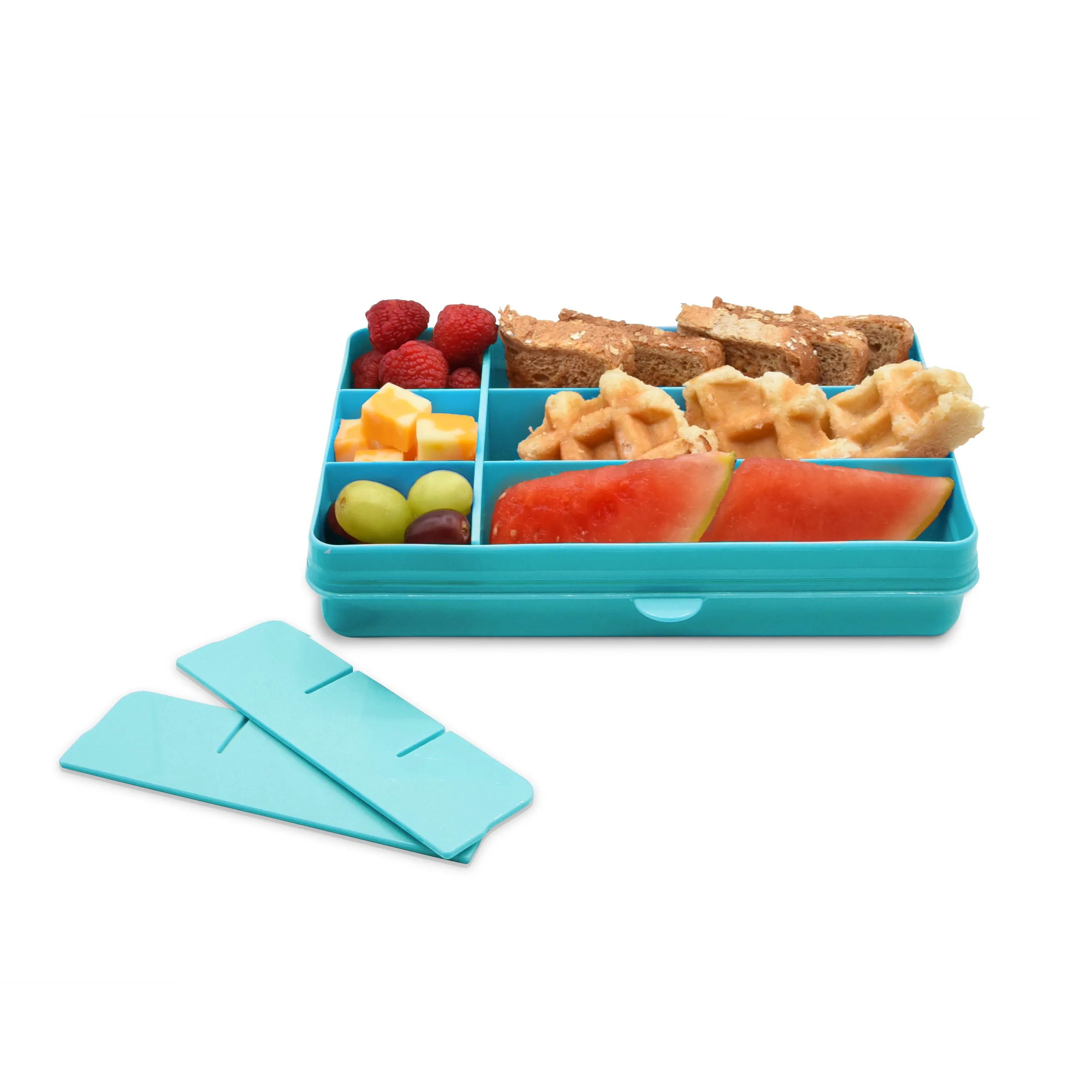 melii Snackle Box Turquoise - 12 Compartment Snack Container with Removable Dividers for Customizable Storage - Ideal for On the Go Snacking, BPA Free, Easy to Open and Clean