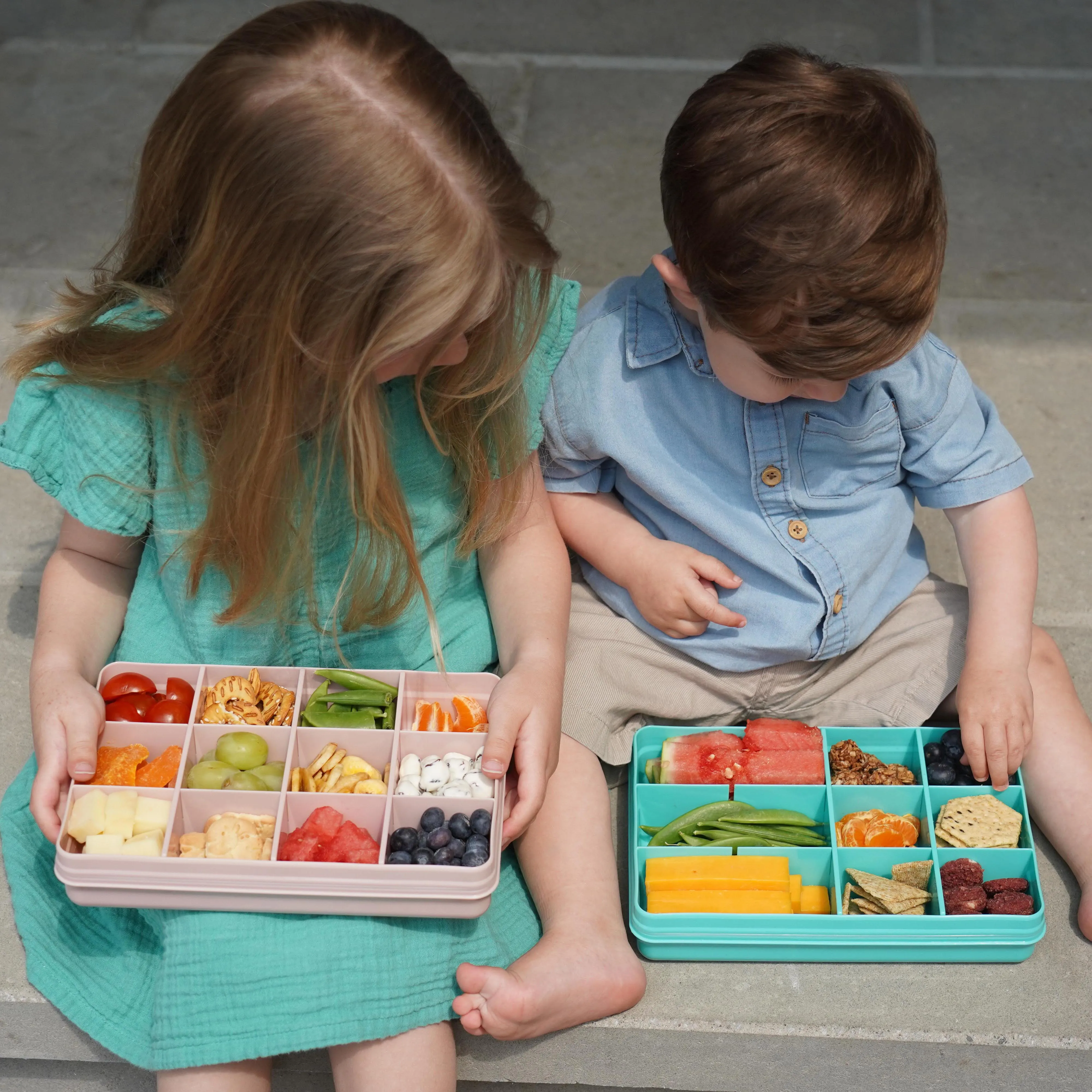 melii Snackle Box Turquoise - 12 Compartment Snack Container with Removable Dividers for Customizable Storage - Ideal for On the Go Snacking, BPA Free, Easy to Open and Clean