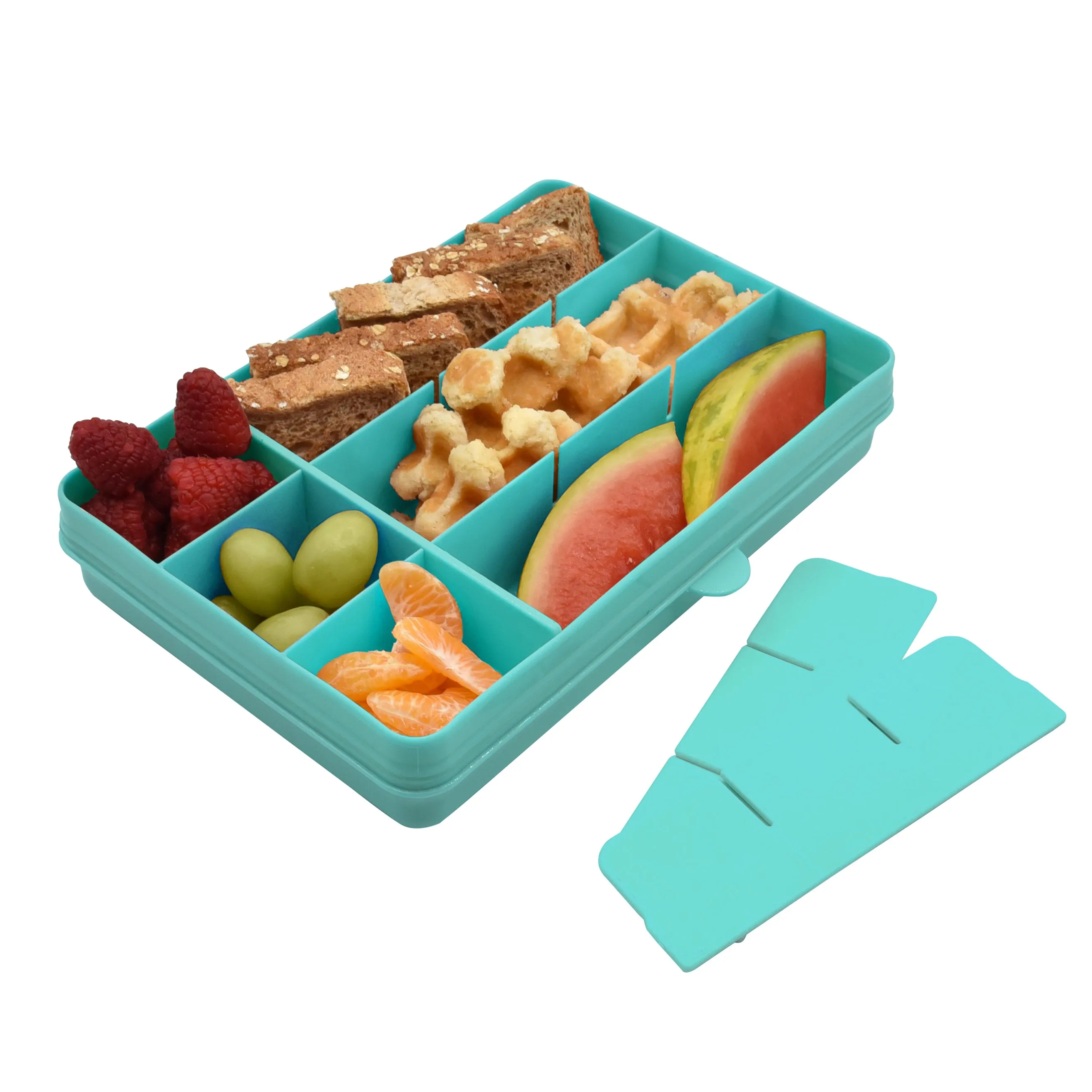 melii Snackle Box Turquoise - 12 Compartment Snack Container with Removable Dividers for Customizable Storage - Ideal for On the Go Snacking, BPA Free, Easy to Open and Clean