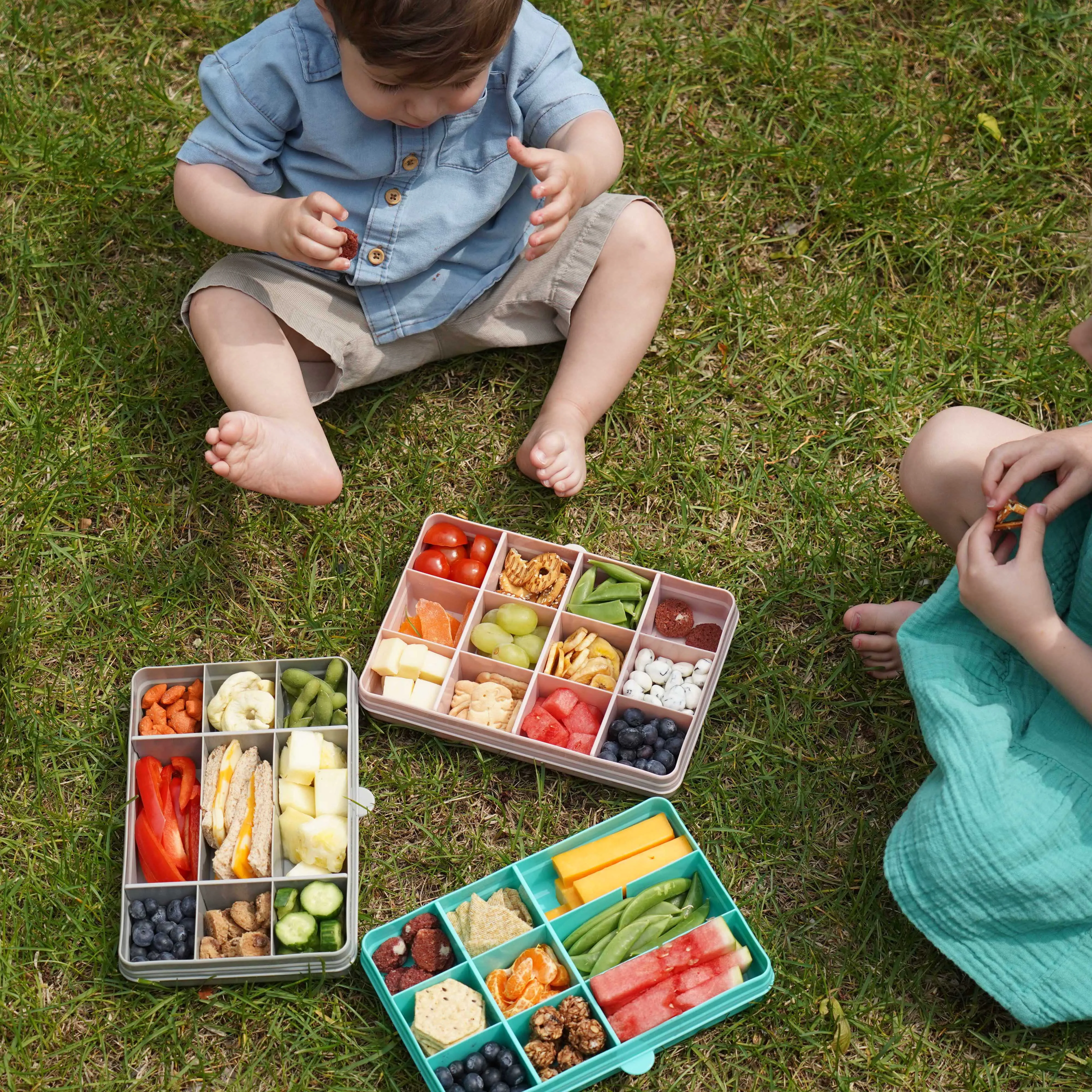 melii Snackle Box Turquoise - 12 Compartment Snack Container with Removable Dividers for Customizable Storage - Ideal for On the Go Snacking, BPA Free, Easy to Open and Clean