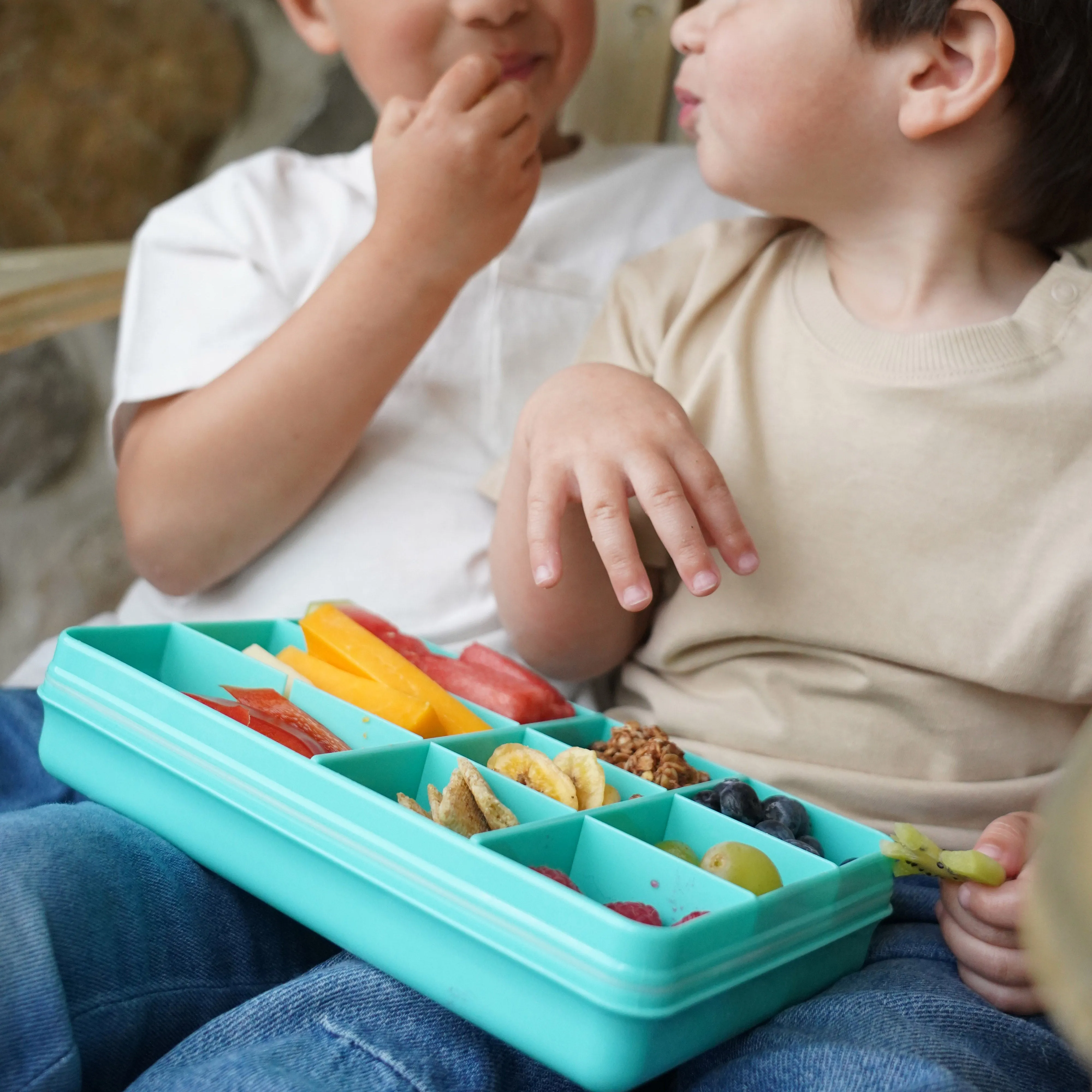 melii Snackle Box Turquoise - 12 Compartment Snack Container with Removable Dividers for Customizable Storage - Ideal for On the Go Snacking, BPA Free, Easy to Open and Clean