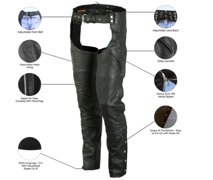 Modern Deep Pockets Leather Chaps