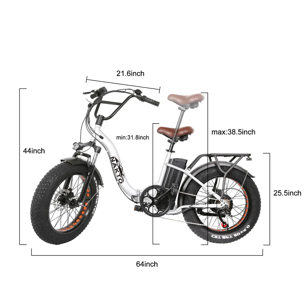 Nakto Folding Fat Tire Electric bike Folding OX 20"