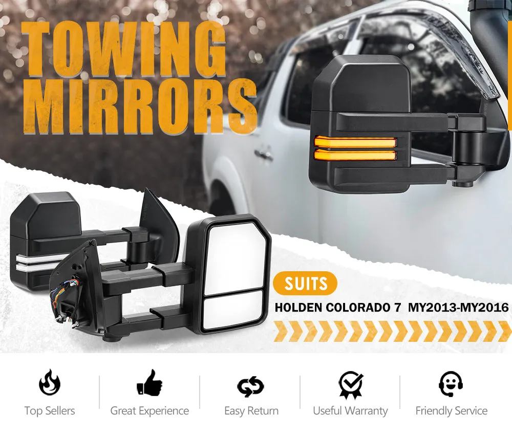 Pair San Hima Extendable Towing Mirrors for Holden Colorado7 MY2013-MY2016 w/ Indicator