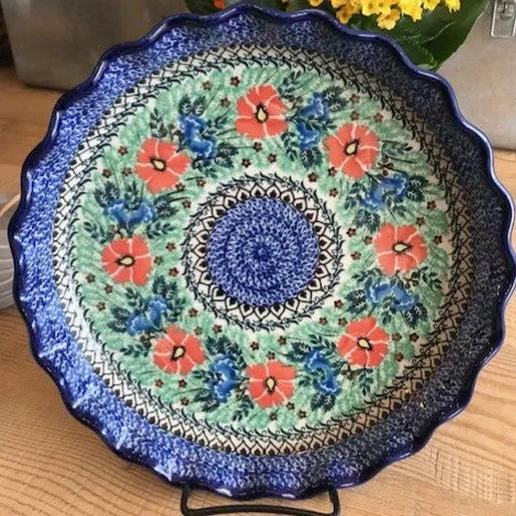 Polish Pottery Signature Scalloped Pie Dish