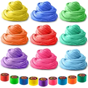 Puff Slime - 9 Pack Jumbo Fluffy Mud Putty Assorted Bright Colors - 2 Oz