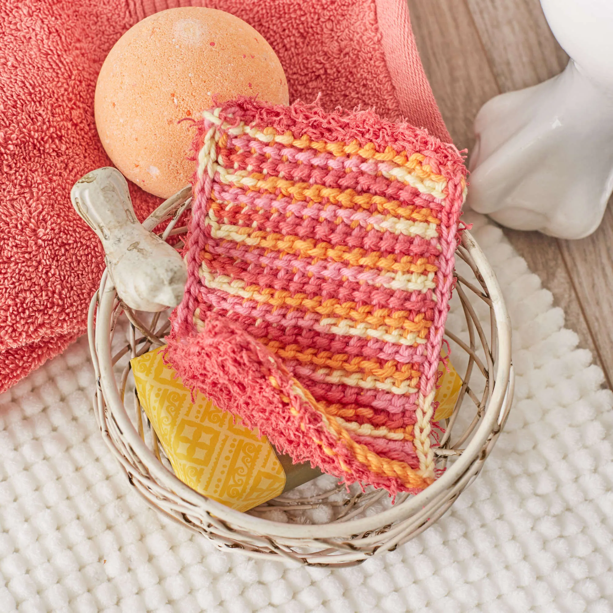 Red Heart Crochet Tunisian Two-Texture Scrubby