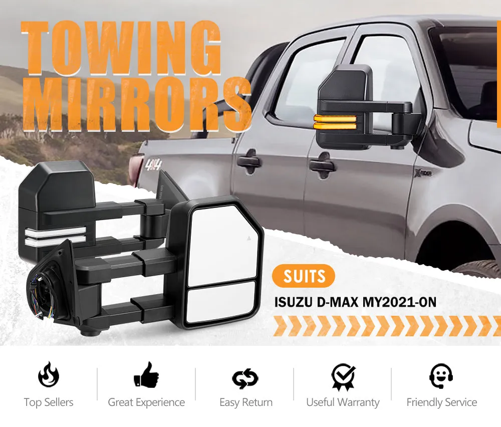 San Hima Extendable Towing Mirrors for Isuzu D-MAX DMAX MY2021-Current