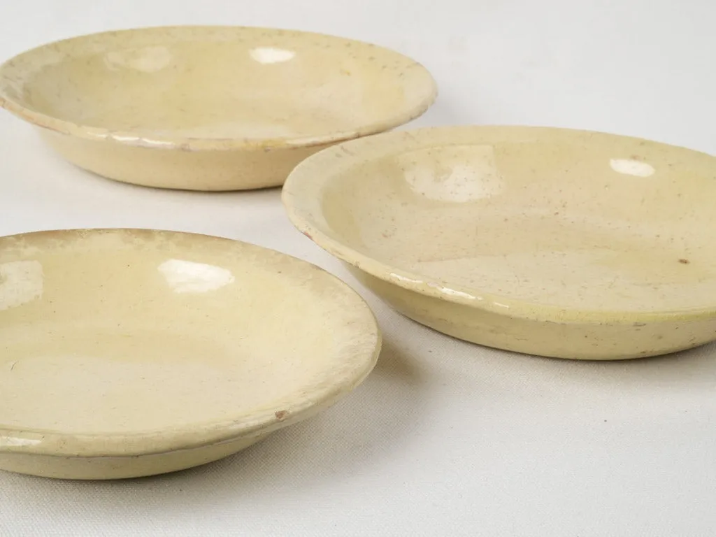 Set of 3 yellow-glazed serving bowls - 19th century 11"