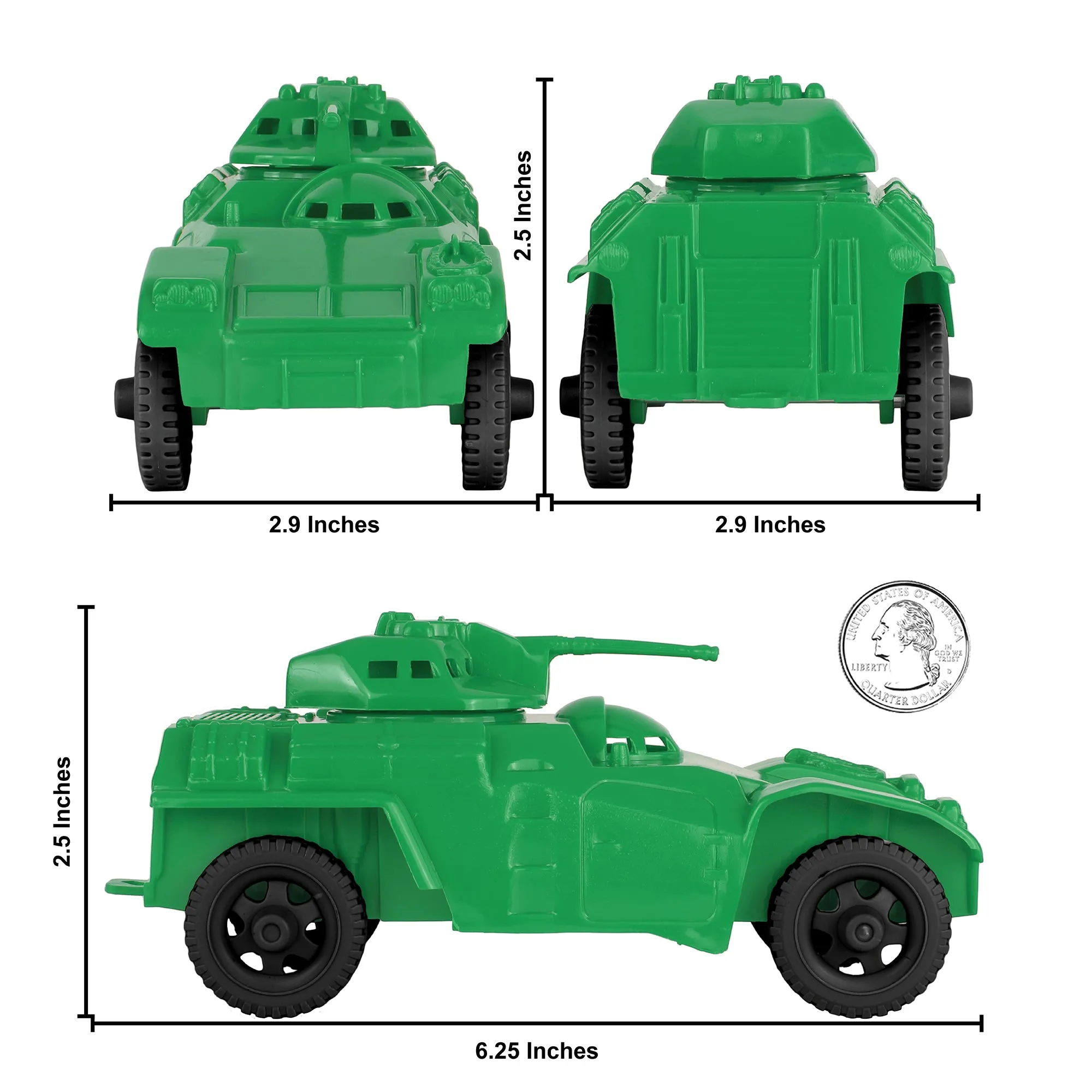 TimMee RECON PATROL Armored Cars - Green Plastic Army Men Scout Vehicles