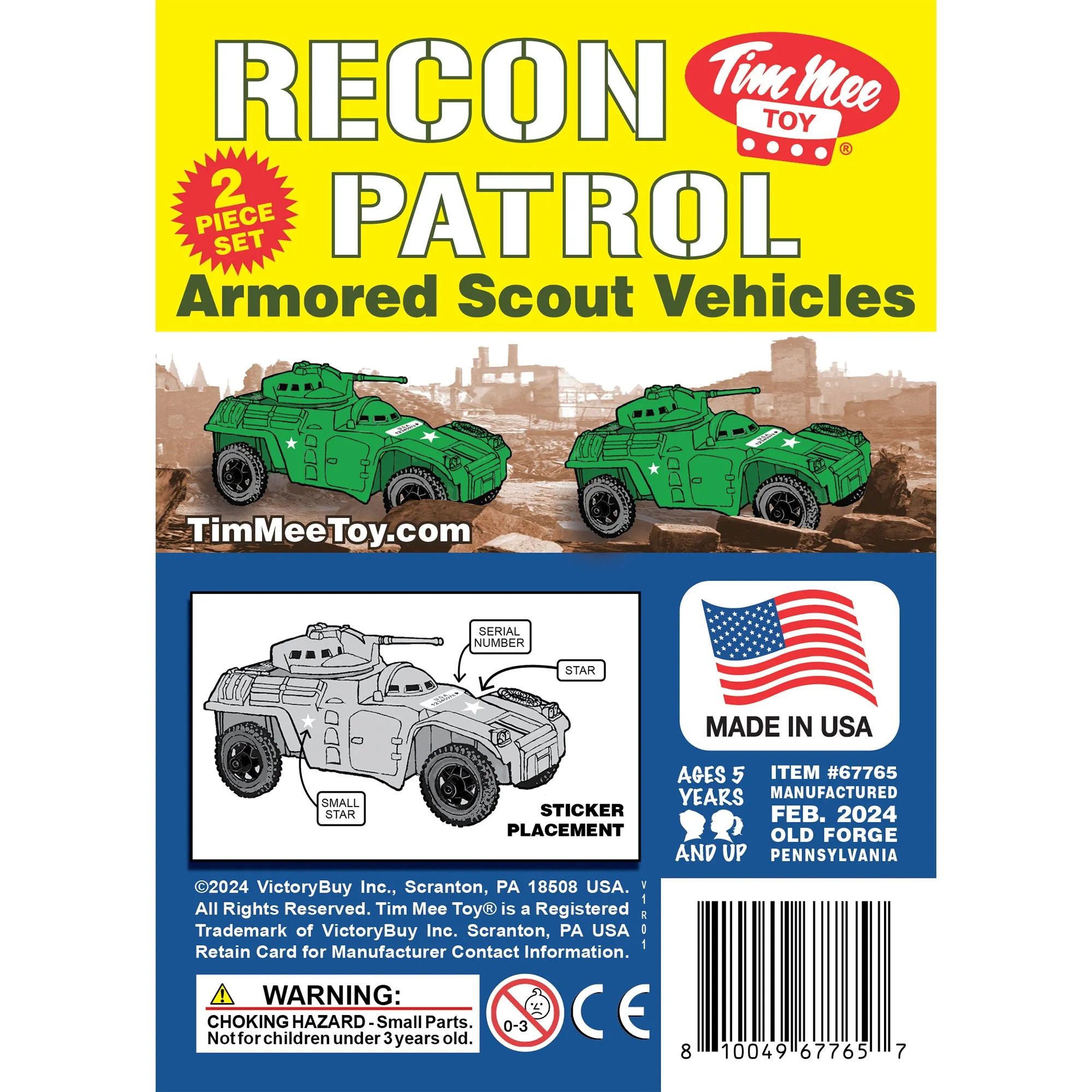 TimMee RECON PATROL Armored Cars - Green Plastic Army Men Scout Vehicles