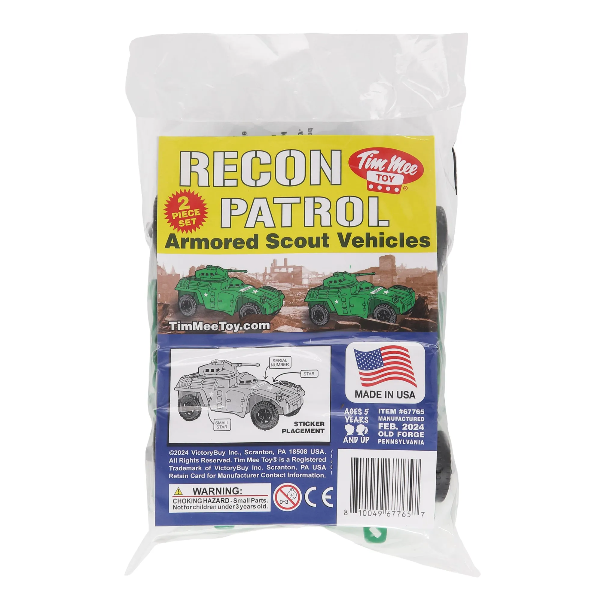 TimMee RECON PATROL Armored Cars - Green Plastic Army Men Scout Vehicles